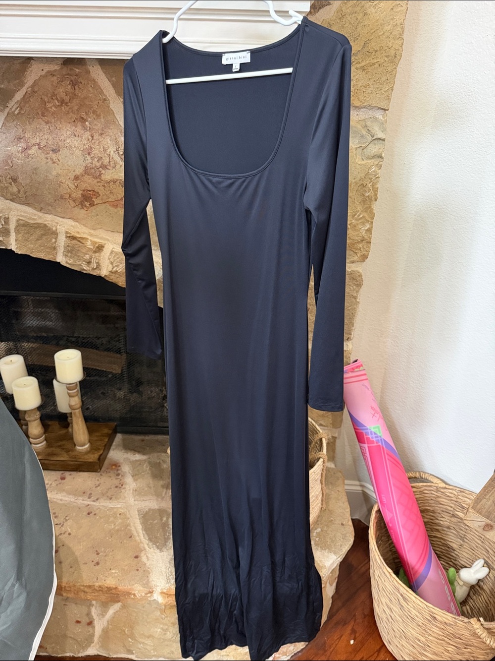 Gianni Bini Long Sleeve Scoop Neck Maxi Dress - Black